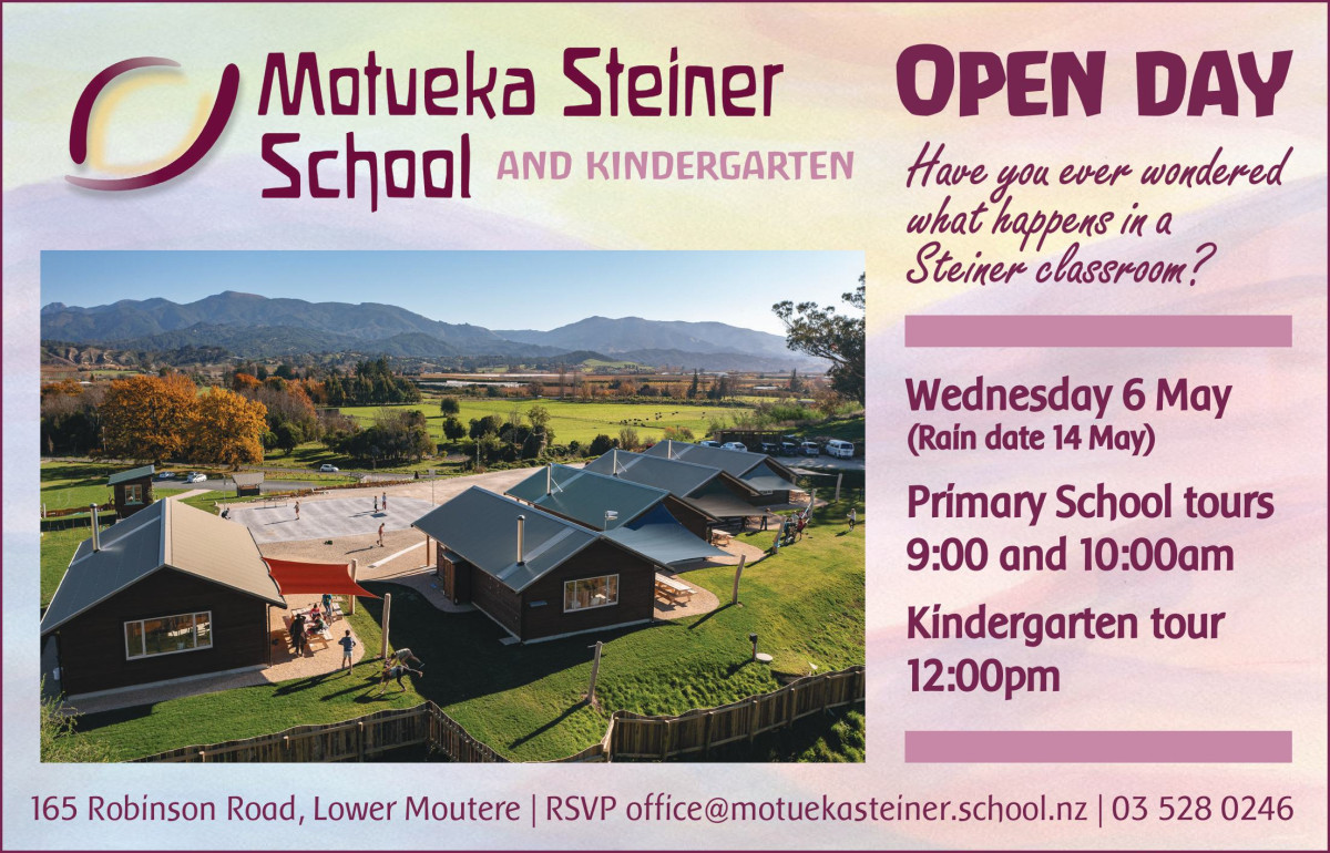 Motueka Steiner Open Day Quarter Page Horizontal